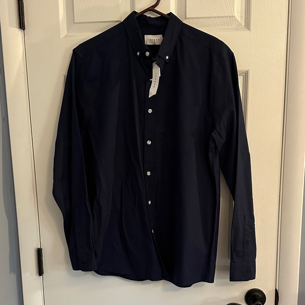 Topman Dark Blue Casual Button-Down Shirt - NWT - M